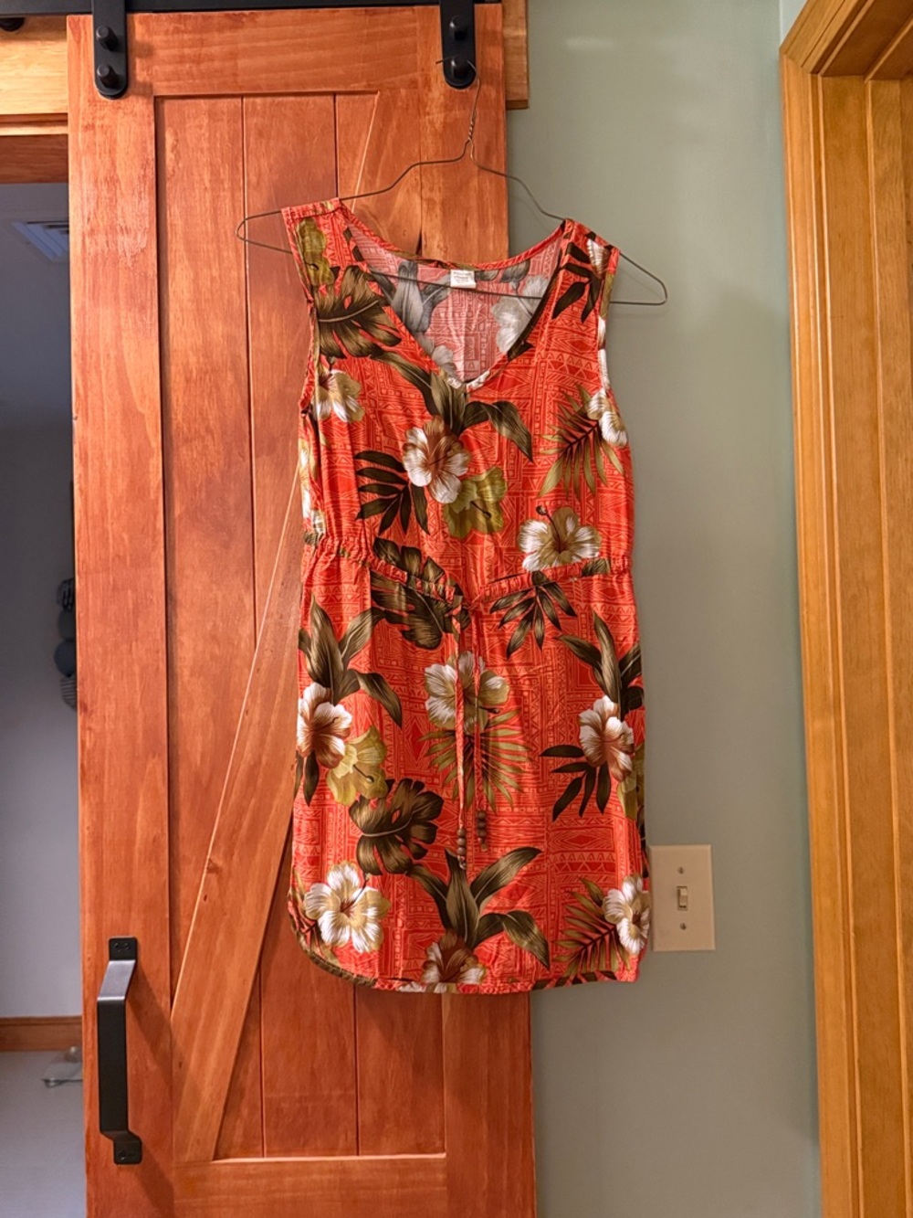 Tropical Orange Floral Sleeveless Dress